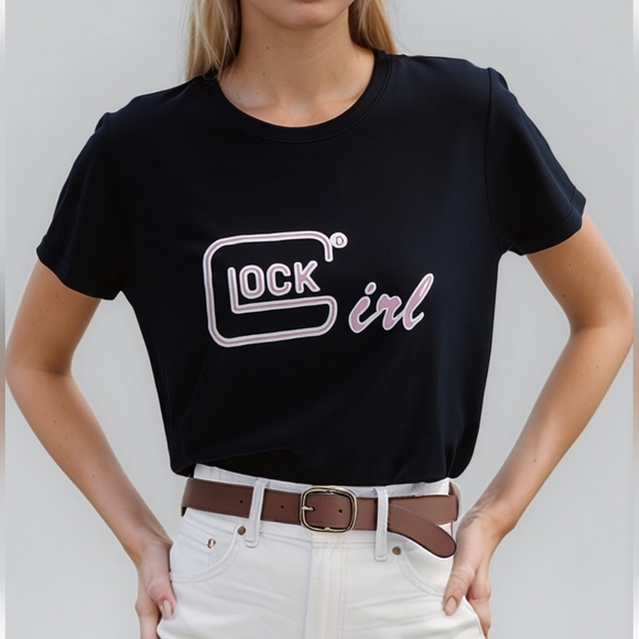 Gildan Tops - GLOCK Novelty Tee Short Sleeve Sz Small Black and Pink